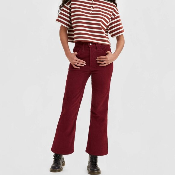 Levi's Red Corduroy Ribcage Crop Boot Cropped Bootcut Jeans Size 29 - Picture 1 of 5